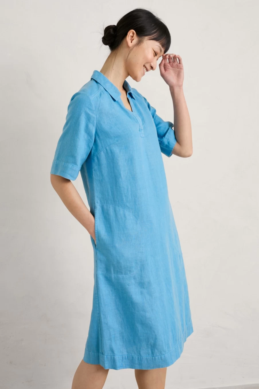 "Seasalt Cornwall Women's Sea Blue Net Float Linen Dress"