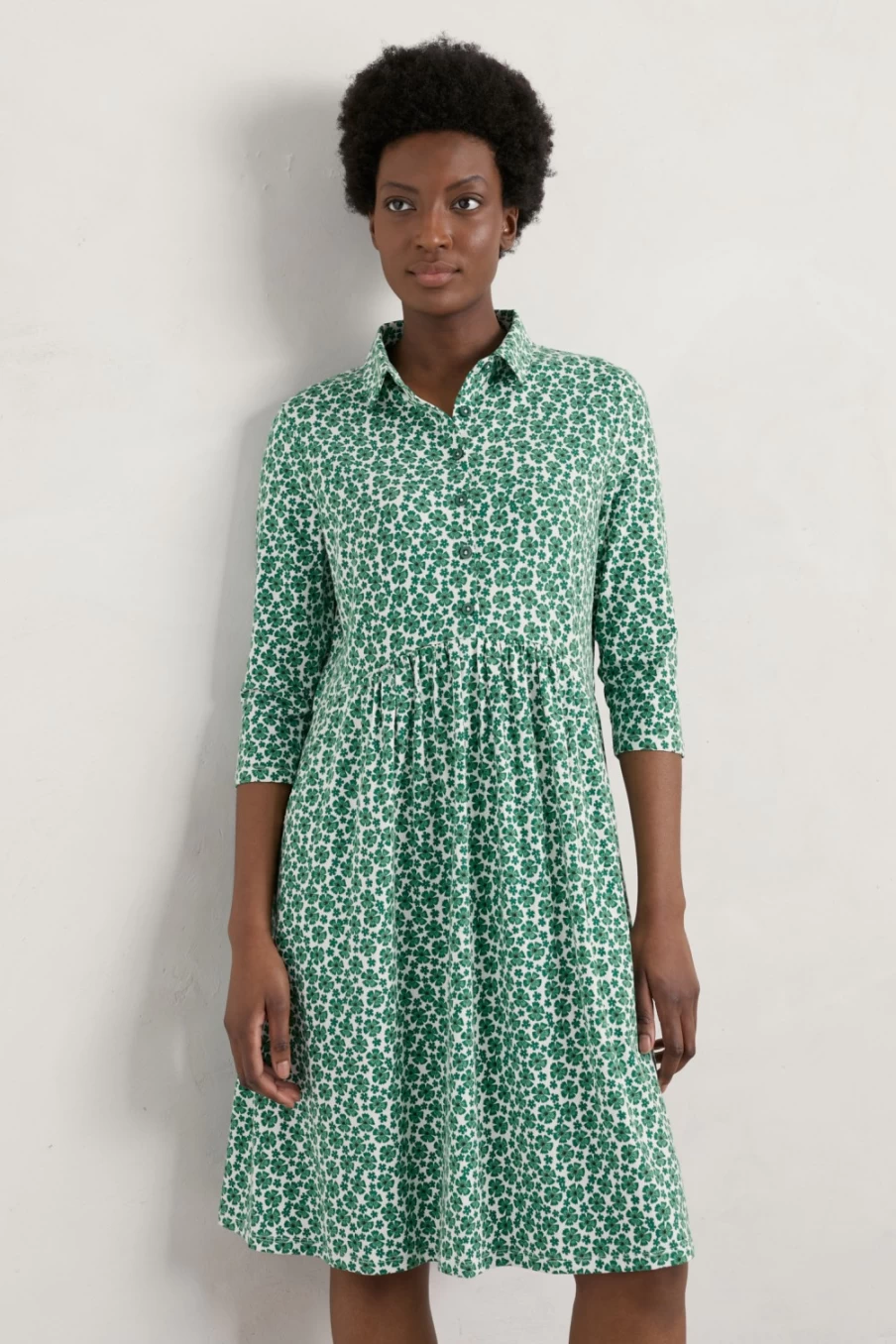 Seasalt Cornwall Women's Wood Rush Jersey Dress in Mallow Stamp Chalk