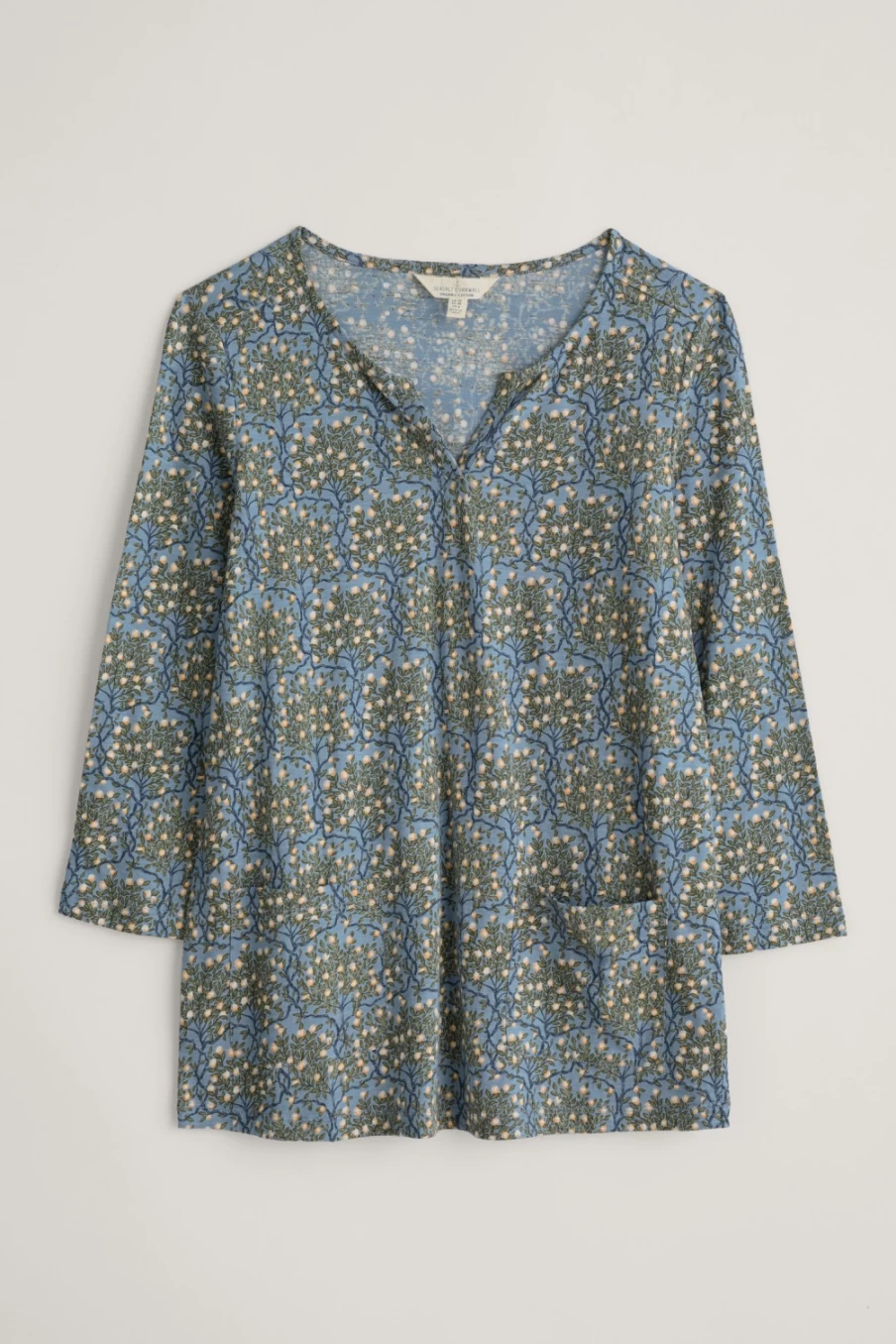 "Seasalt Cornwall Women's Gypsophila Notch Neck Top - Floral Boho Blouse"